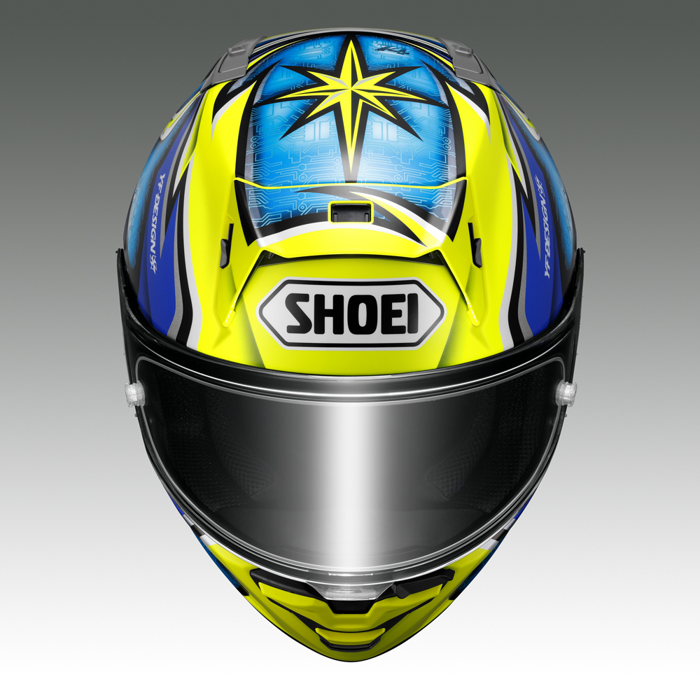 SHOEIヘルメット【X-Fifteen DAIJIRO (YELLOW／BLUE)】フィッティングチケット付き｜フルフェイス バイク ツーリング レーサー 加藤 大治郎 ショウエイ [1262-1267]