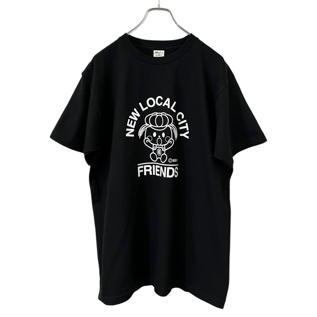 稲敷市オリジナルTシャツ「いなのすけTシャツ」[黒・Lサイズ]｜オリジナル 半袖 シャツ イラスト プリント アパレル かわいい [1592]