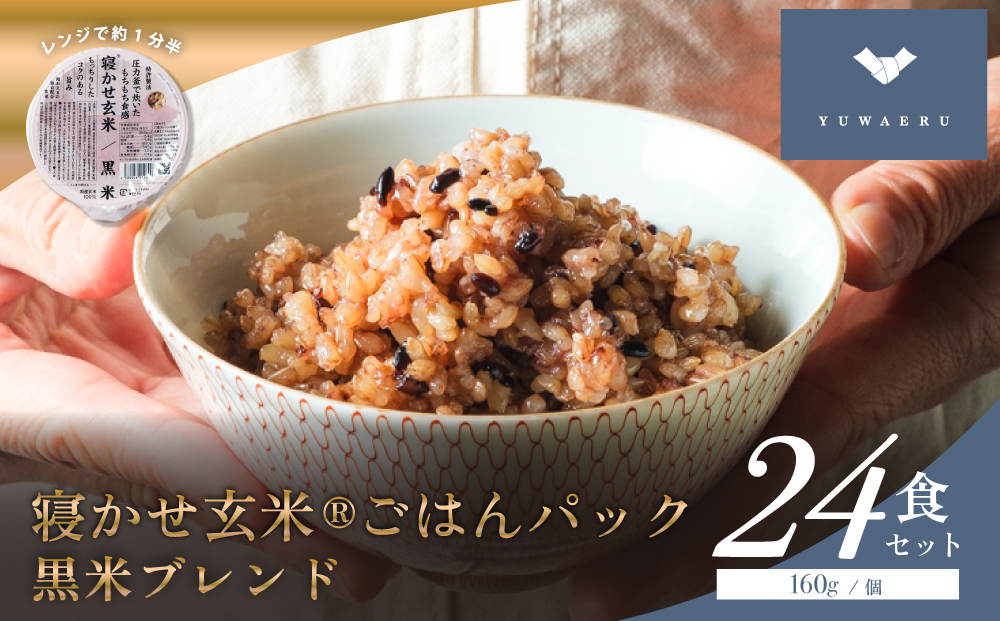 寝かせ玄米ごはんパック 黒米ブレンド 160g×24食｜玄米 常温保存 パックご飯 備蓄 一人暮らし レトルト 黒米 [1611]