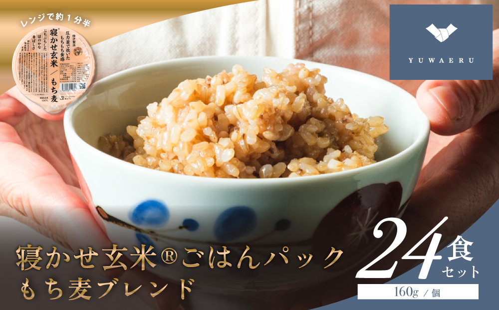 寝かせ玄米ごはんパック もち麦ブレンド 160g×24食｜玄米 常温保存 パックご飯 備蓄 一人暮らし レトルト もち麦 雑穀 [1612]