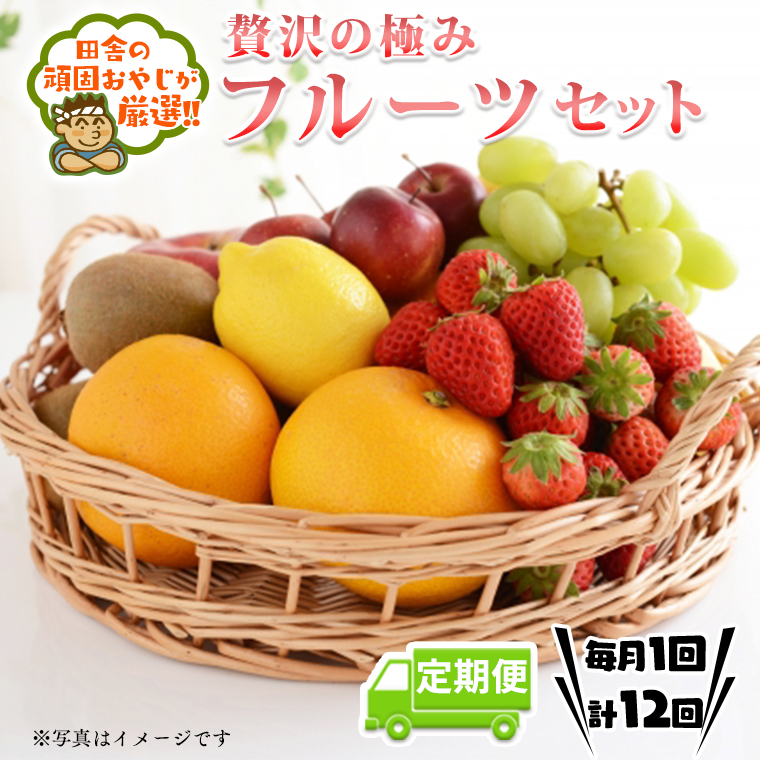 【 定期便 】贅沢 の極み フルーツ セット 【毎月1回1年コース(計12回)】田舎の頑固おやじが厳選！ 茨城県 厳選 定期 果物 くだもの 旬 上級品 極上 贅沢 極み ギフト プレゼント 贈り物 お歳暮 御歳暮 お中元 御中元 [BI231-NT]