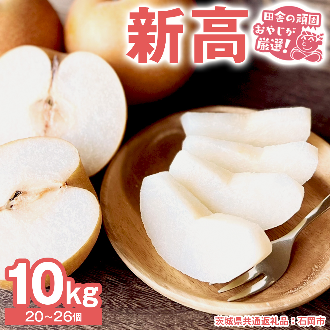 梨 新高 10kg（20～26個）【10月より発送開始】（茨城県共通返礼品：石岡市産）田舎の頑固おやじが厳選！ なし 新高梨 和梨 フルーツ 果物 くだもの 高糖度 ギフト 茨城 [BI307-NT]