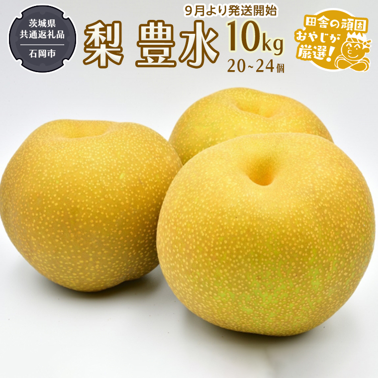 梨 豊水 10kg 20～24個【令和7年9月から発送開始】（茨城県共通返礼品：石岡市産）田舎の頑固おやじが厳選！ 梨 豊水 高糖度 ギフト 甘い 美味しい フルーツ デザート [BI305-NT]