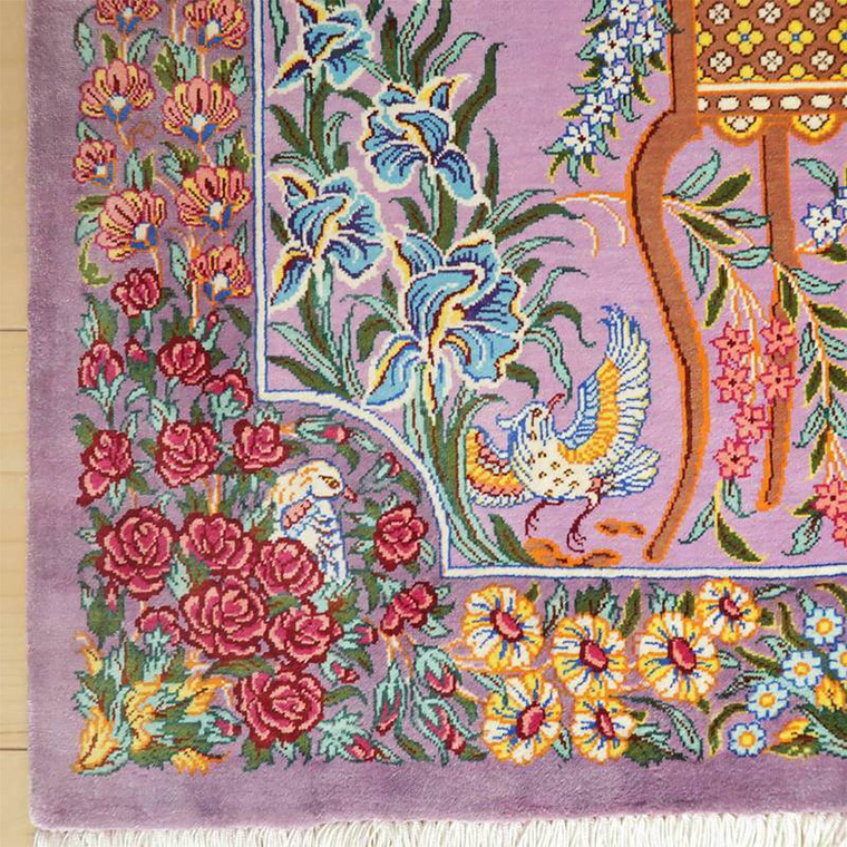 限定1品】 ペルシャ絨毯 シルク100％ 手織り ラグマット カーペット