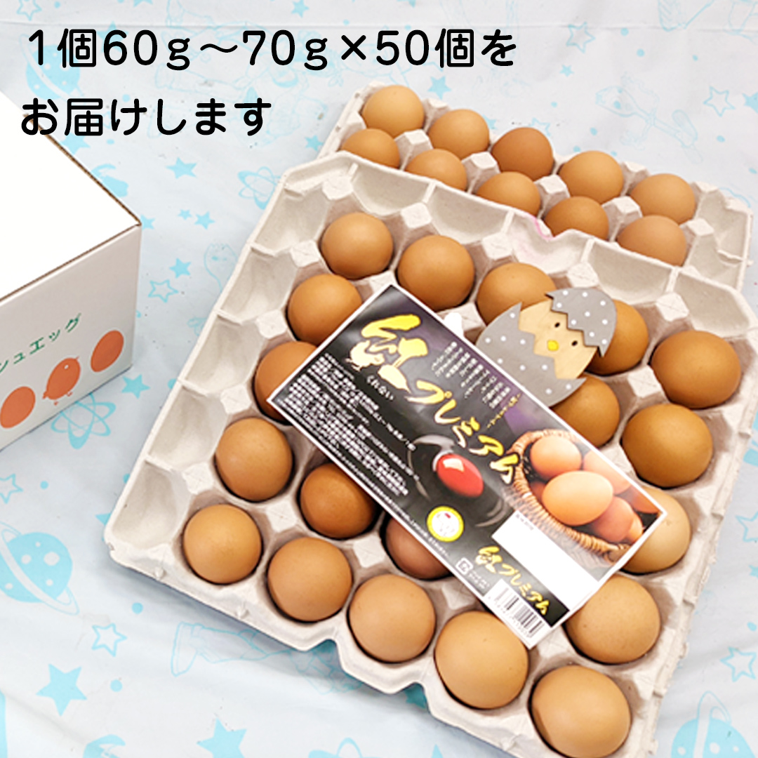 紅プレミアム 卵 50個 （ 40個 入り ＋ 割れ保障 10個 ） 独自飼料 濃厚 おいしい玉子 玉子 たまご サンサンエッグ タンパク質 [CX03-NT]