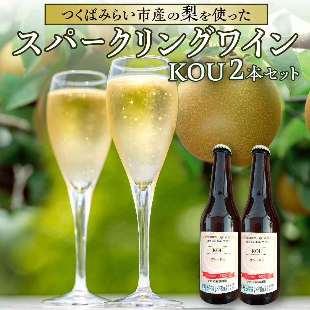 つくばみらい市産の 梨 を使った スパークリングワイン 「 KOU 」 2本 入 ワイン シードル お酒 酒 果実酒 フルーツ 果物 なし [CZ04-NT]