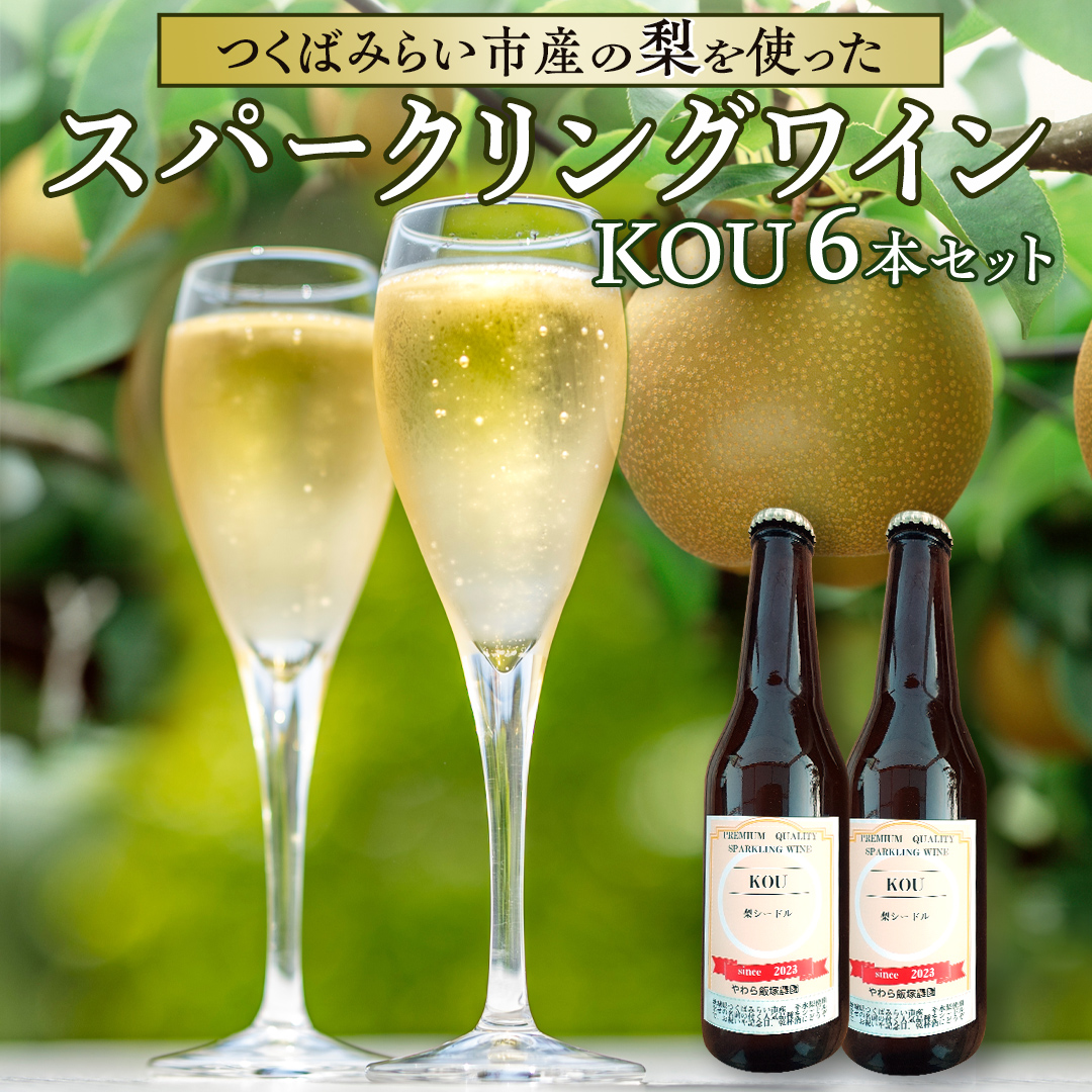 つくばみらい市産の 梨 を使った スパークリングワイン 「KOU」6本入 スパークリング ワイン シードル お酒 酒 果実酒 フルーツ 果物 [CZ05-NT]