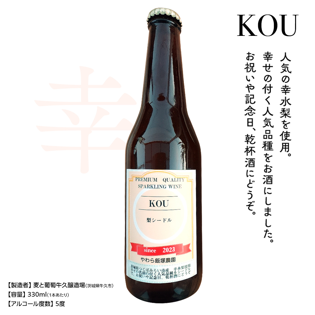 つくばみらい市産の 梨 を使った スパークリングワイン 「KOU」6本入 スパークリング ワイン シードル お酒 酒 果実酒 フルーツ 果物 [CZ05-NT]