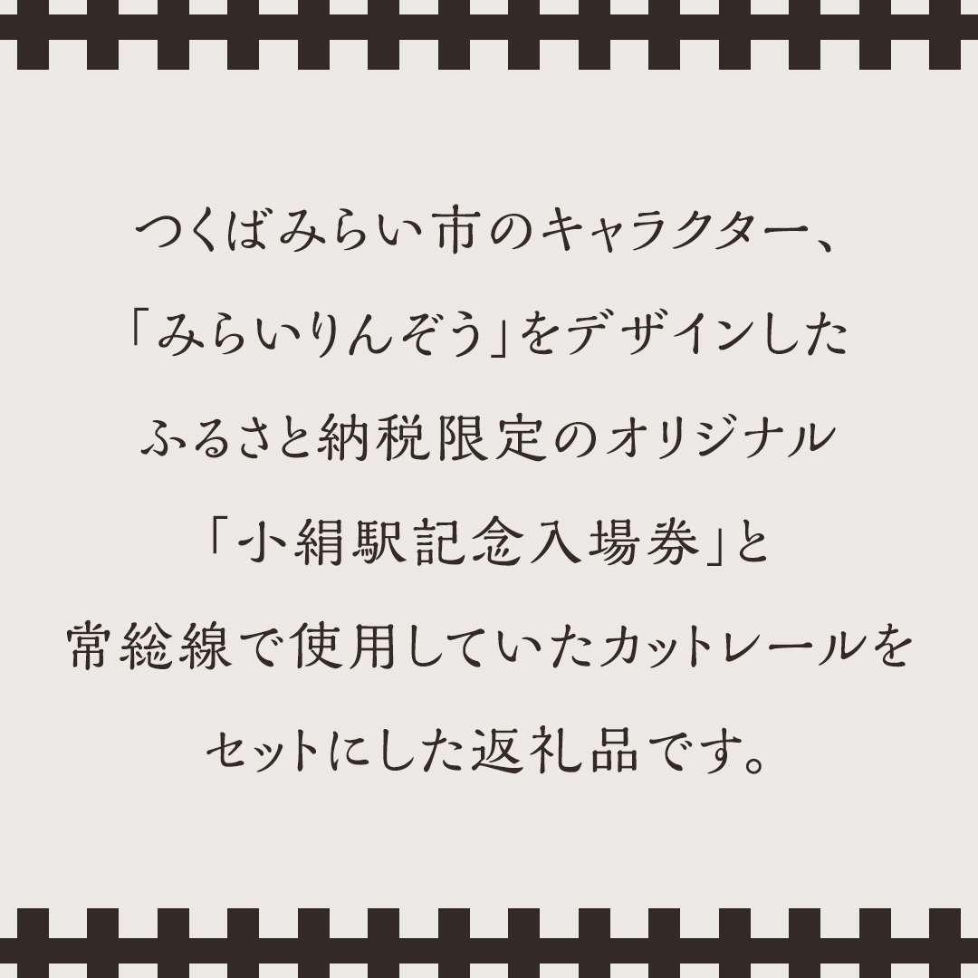 「 小絹駅 」 記念入場券 ・ カットレール セット 鉄道 関東鉄道 常総線 小絹駅 鉄道ファン つくばみらい市 みらいりんぞう ふるさと納税限定 [EE01-NT]