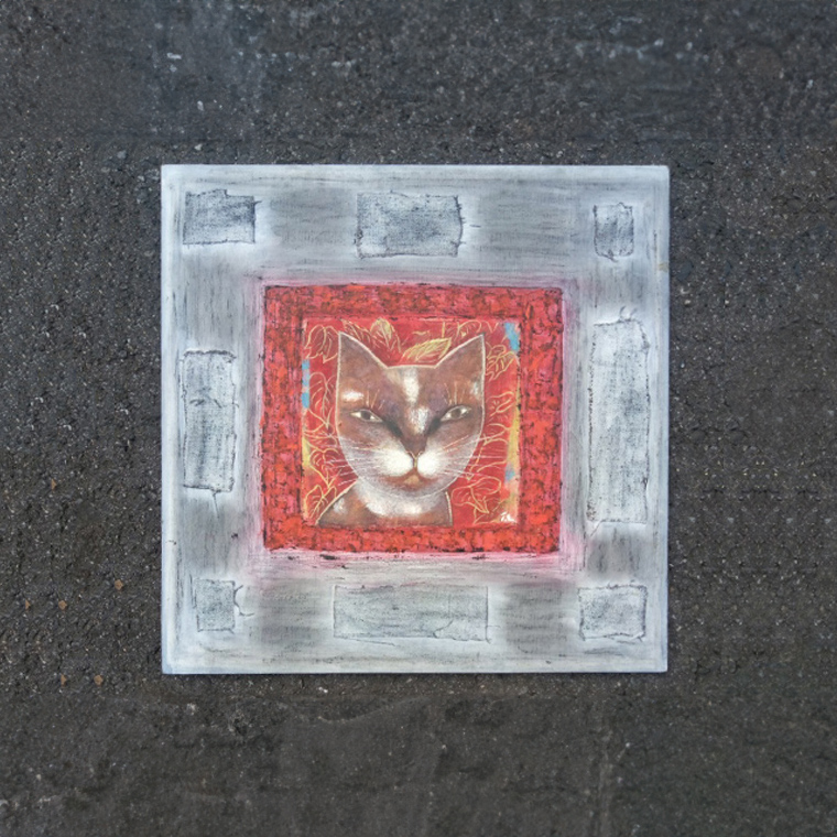 【 限定 1点 】 「 Neko〈視る〉 」 ねこ 猫 ネコ 絵画 絵 アート アトリエ 飛動庵 [BG43-NT]