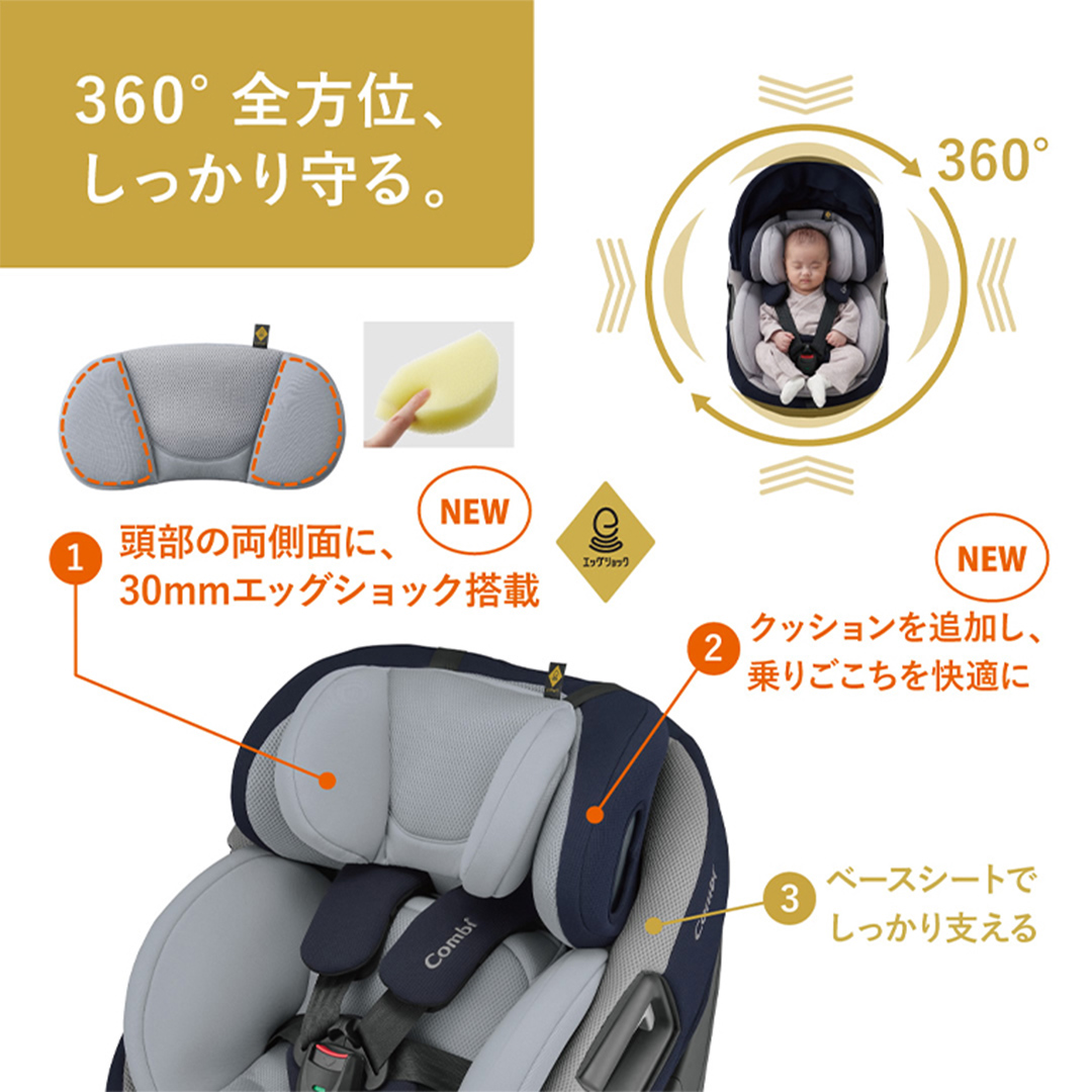 【 コンビ 】 THES ISOFIX エッグショック ZC-690 ベージュ チャイルドシート 新生児 こども 子供 お出かけ 旅行 カーシート 日本製 combi [AA32-NT]