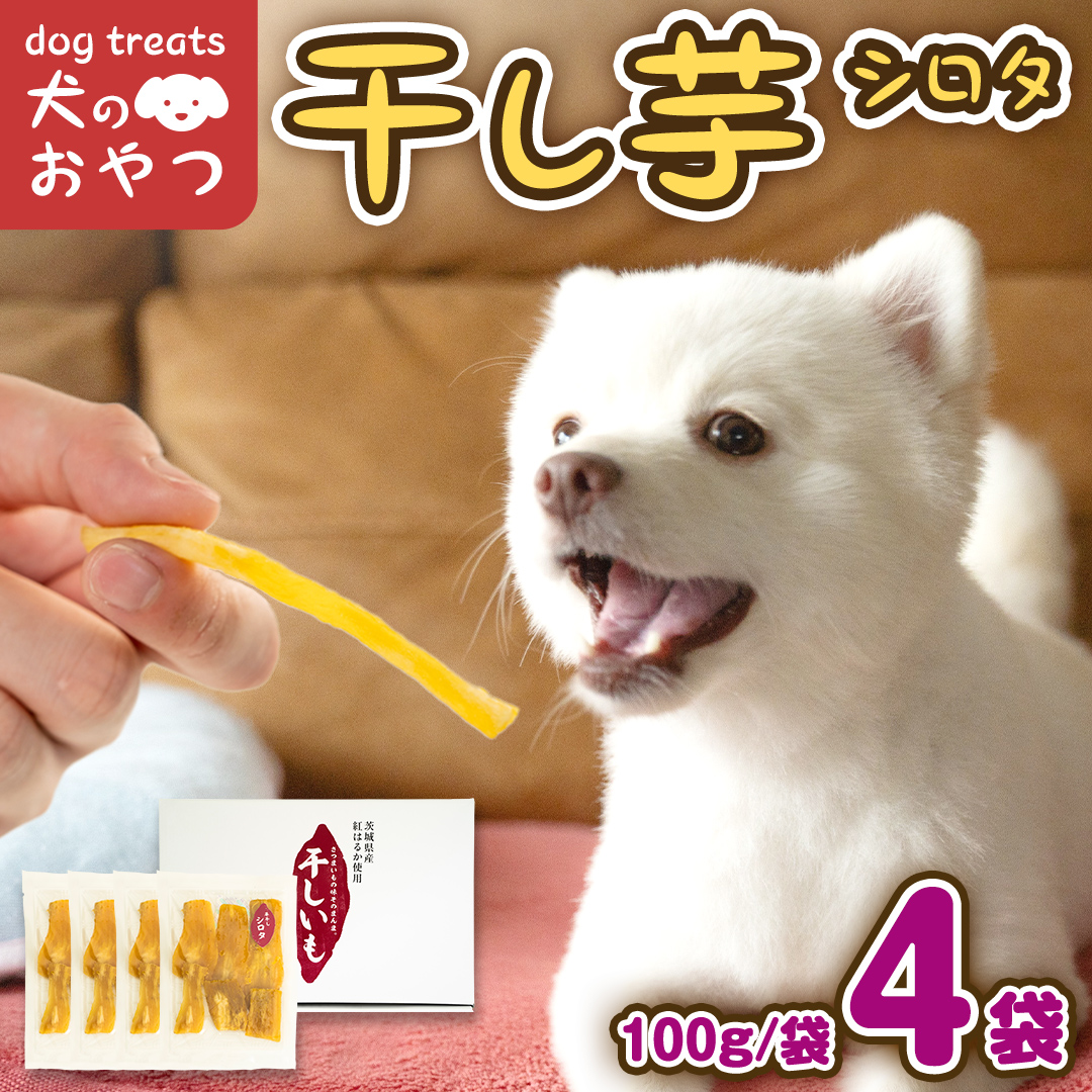 犬のおやつ 国産 干し芋 シロタ 400g (100g × 4袋) 送料無料 保存料不使用 訳ありドックフード 国産手作り さつまいも 人気 少量 個包装 栄養 効能 犬 わんちゃん 訳あり小袋 ドックフード 小分け マツコの知らない世界 [EA16-NT]