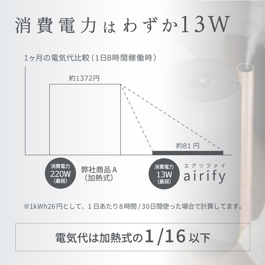 LAVINO エアリファイ ハイブリッド加湿器 （ブラック） ラビーノ 加湿器 空調 空調家電 家電 インテリア [EV05-NT]