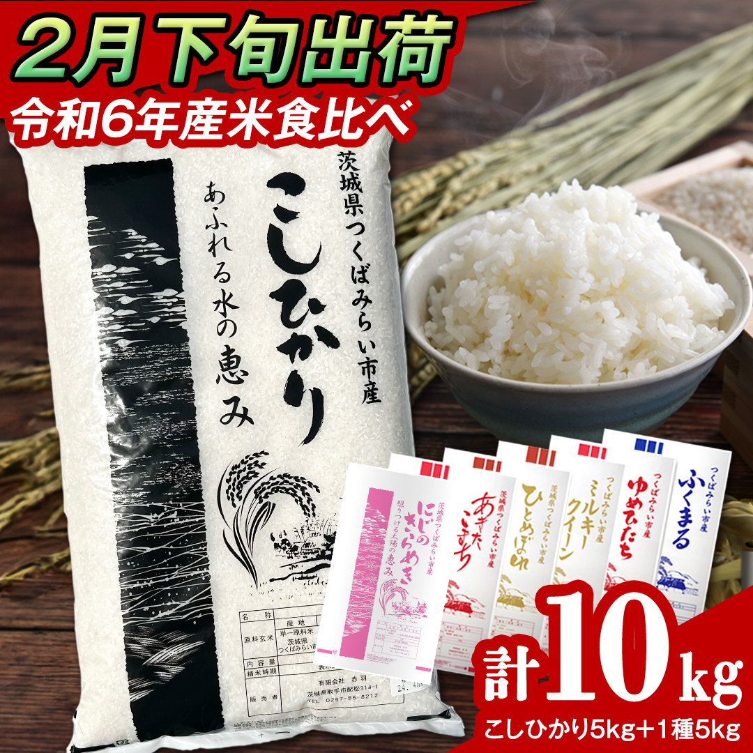 【 2月下旬発送 / 数量限定 】新米 茨城県産 2種 食べ比べ 精米 10kg (5kg×2袋） 令和6年産 こしひかり 米 コメ こめ 単一米 限定 茨城県産 国産 美味しい お米 おこめ おコメ [CL60-NT]