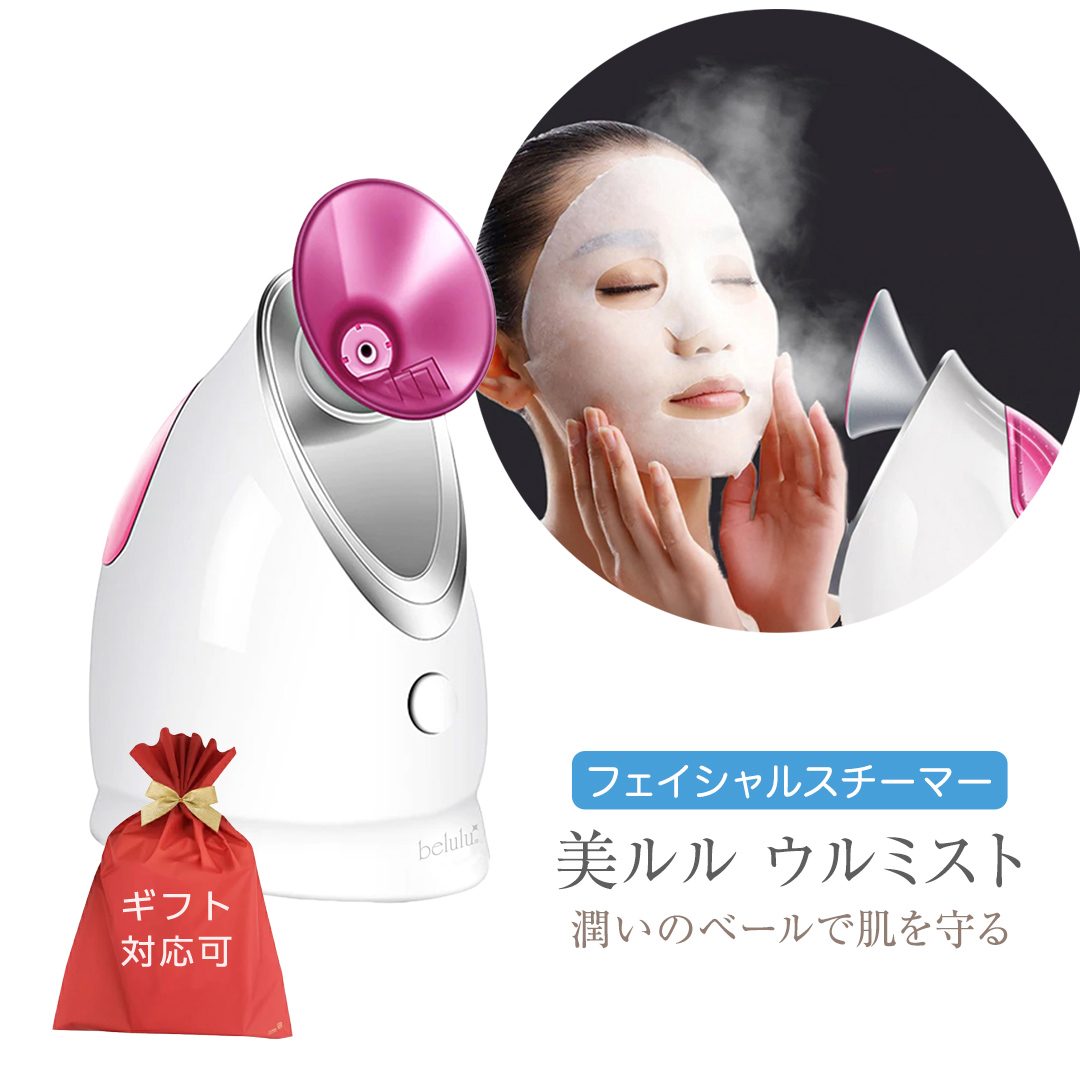 【ギフト対応可】フェイシャルスチーマー  【 美ルル ウルミスト 】 微粒子ミスト 保湿 乾燥 ミスト 粒子 スキンケア スチーマー フェイシャルスチーマー ナノミスト 美容家電 自宅エステ 自宅ケア [DD26-NT]