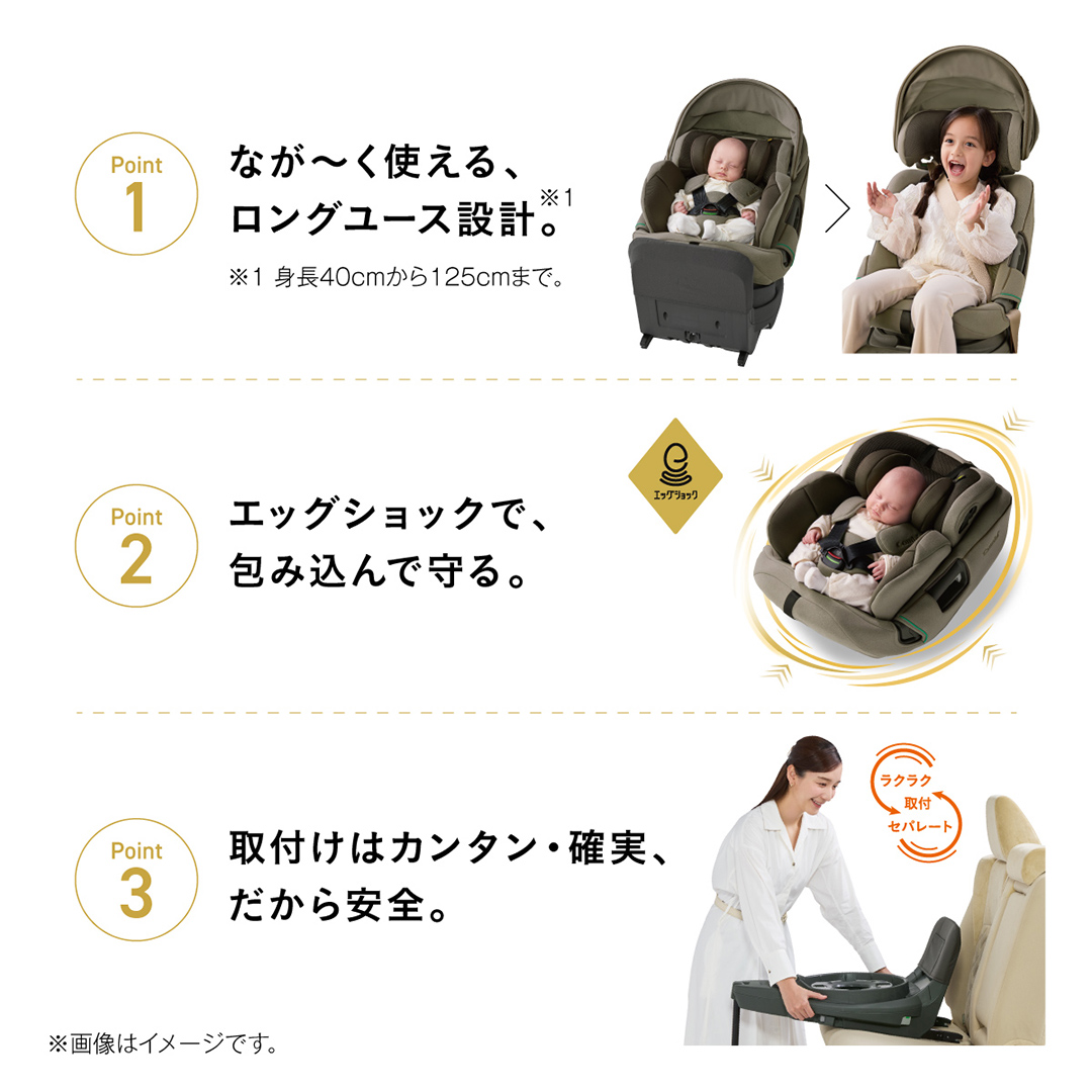 【 コンビ 】THE S premium R129 エッグショック VA プレミアム ブラック (BK) 118991 チャイルドシート ISOFIX 回転式 R129 新生児 1歳 2歳 3歳 新生児から7歳 ロングユース  [AA91-NT]