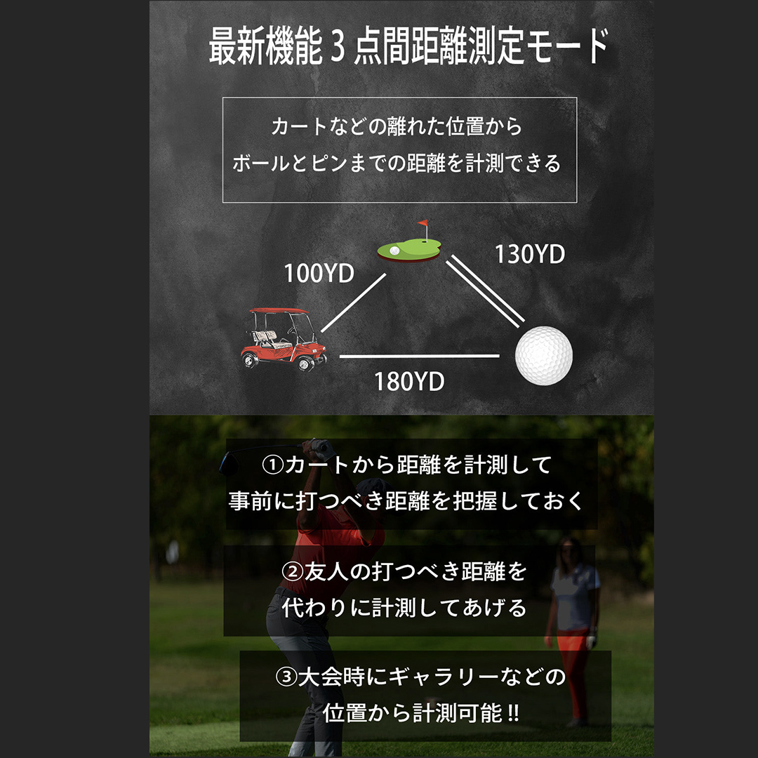 NJ ± PRO ( シルバー ) ゴルフ 距離計 レーザー距離計 小型コンパクトサイズ ゴルフ距離計測器 スロープモード ピンサーチ＋搭載 ハードケース付き [FE08-NT]