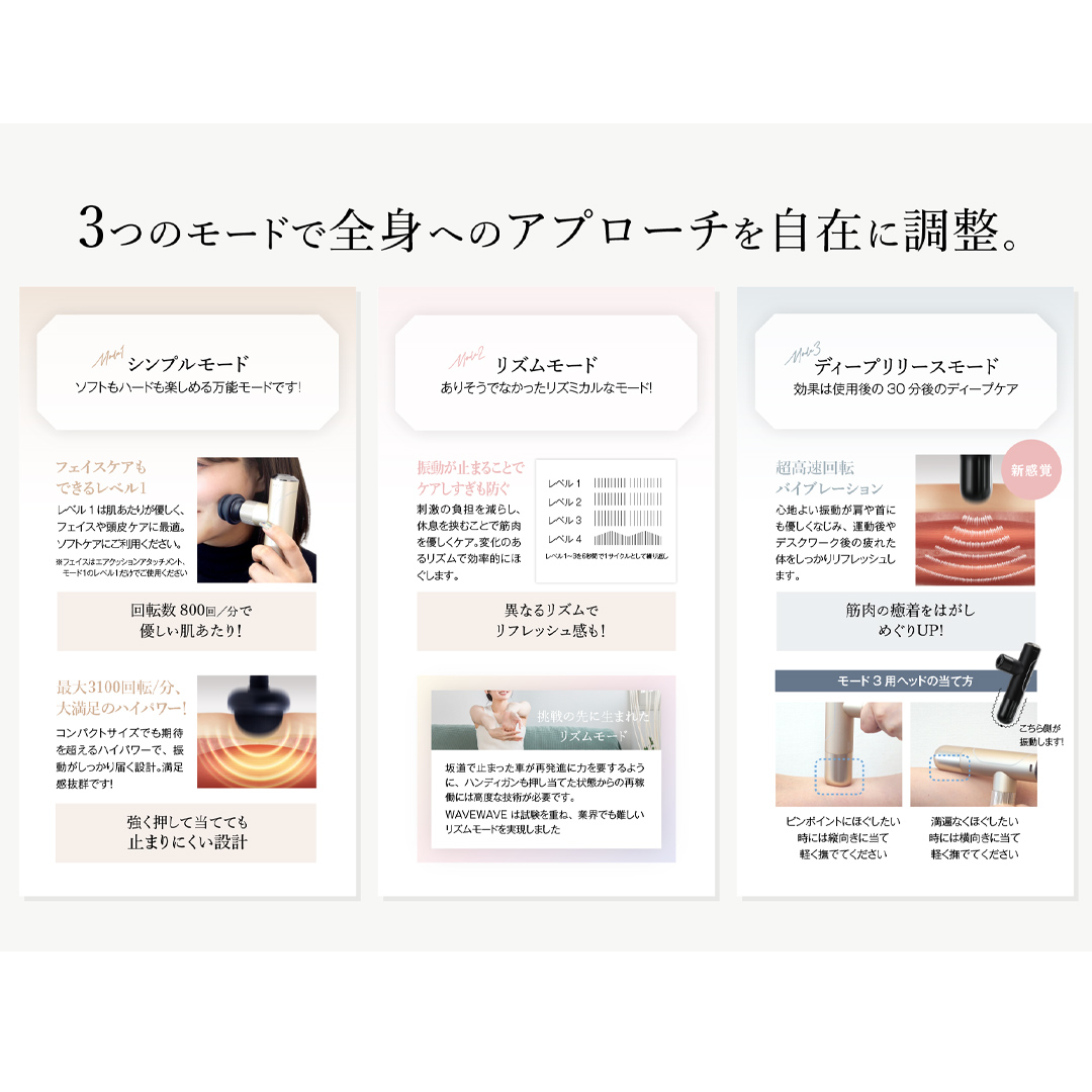 WAVE WAVE Fascial Release Gun Mirai ( スチールブルー ) リリースガン 筋膜リリース セルフケア フェイスケア ボディケア リフレッシュ 頭皮 ボディ 筋肉 ハンディガン 振動マシン 電動 引き締め ほぐし マッサージ