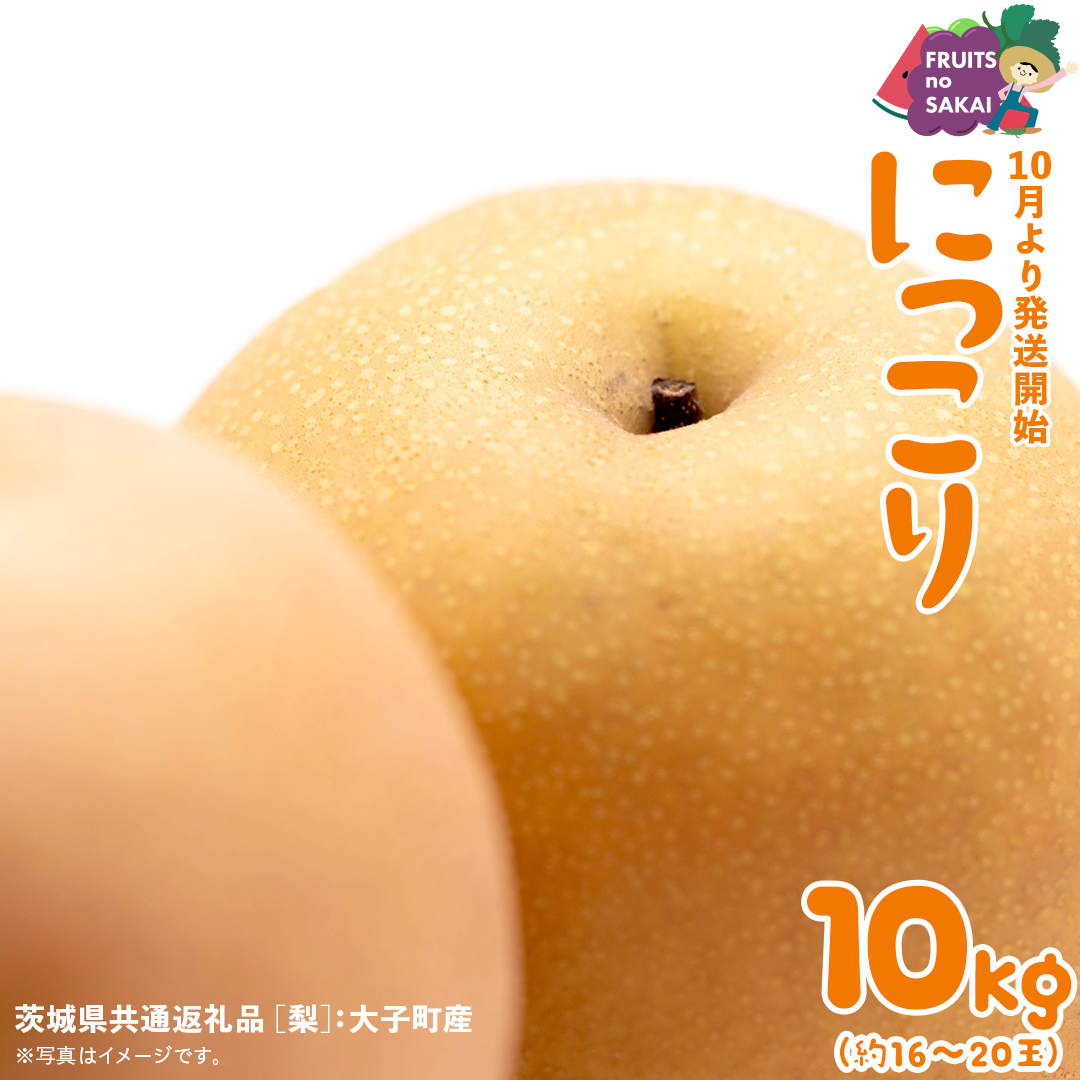 にっこり 梨 10kg （16～20玉）【2026年10月より発送開始】（茨城県共通返礼品 [梨]：大子町産） なし 旬 お取り寄せ フルーツ 甘い ジューシー 和梨 時期 [FC10-NT]