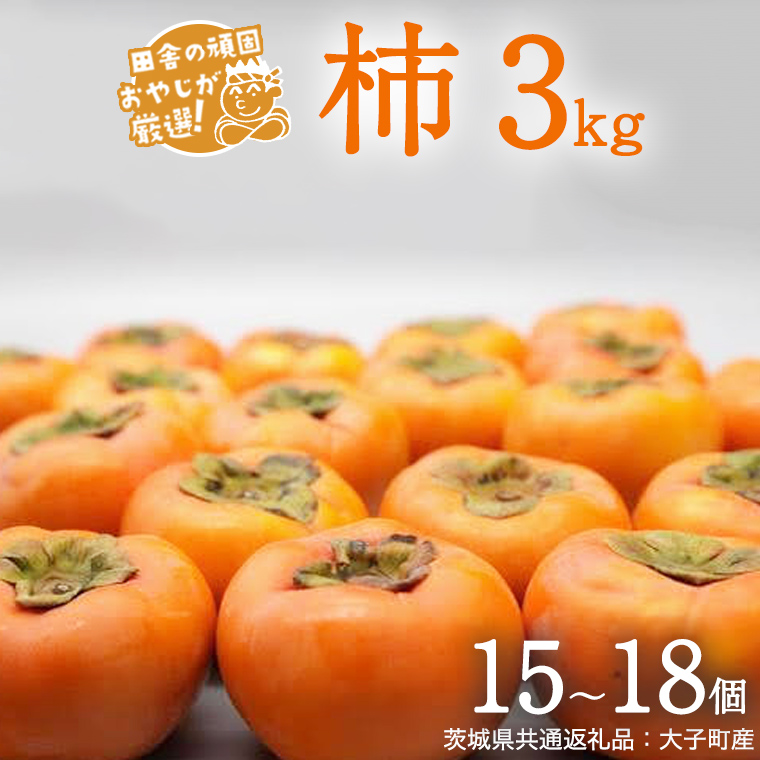 柿 3kg（15〜18個）【2025年10月より発送開始】（茨城県共通返礼品：大子町産）柿 かき カキ 果物 フルーツ 茨城県産 [BI428-NT]