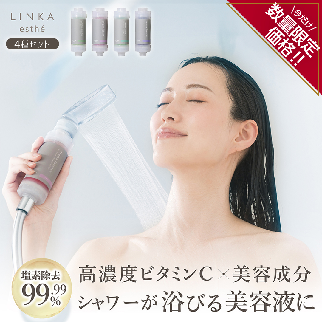 ＼ 数量限定価格！ ／ LINKA esthé アロマエッセンス ビタミンシャワーフィルター（4種セット） リンカ LINKA 美容 美容機器 シャワー お風呂 美容液 シャワーヘッド バスタイム 浄水器 リラックス アロマ [EV22-NT]