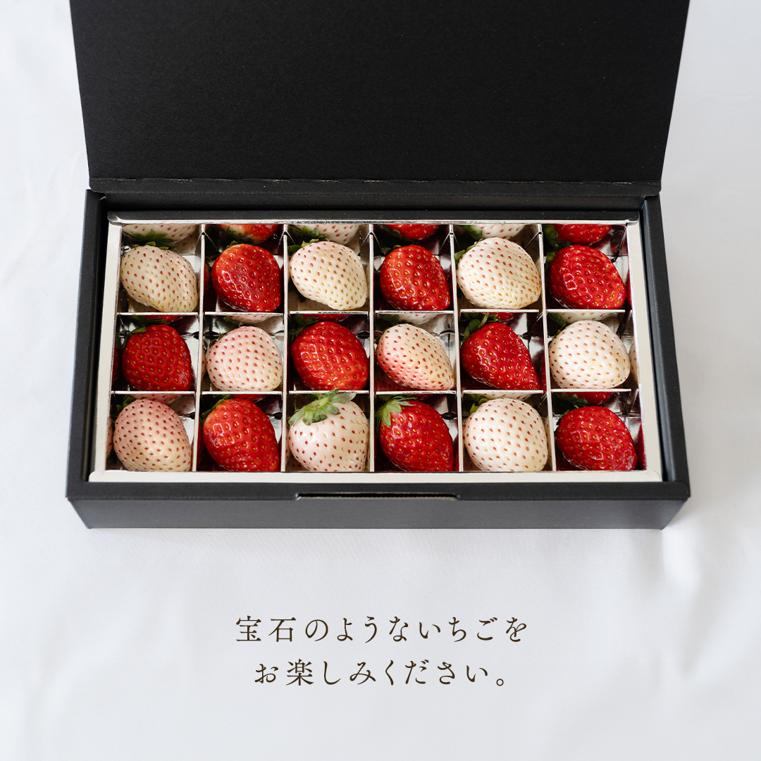 赤いちごと白いちごの宝石箱 18粒 【12月から発送開始】（茨城県共通返礼品 [いちご]：城里町産）田舎の頑固おやじが厳選！  果物 フルーツ いちご イチゴ 苺 白苺 贈答 ギフト [BI335-NT]