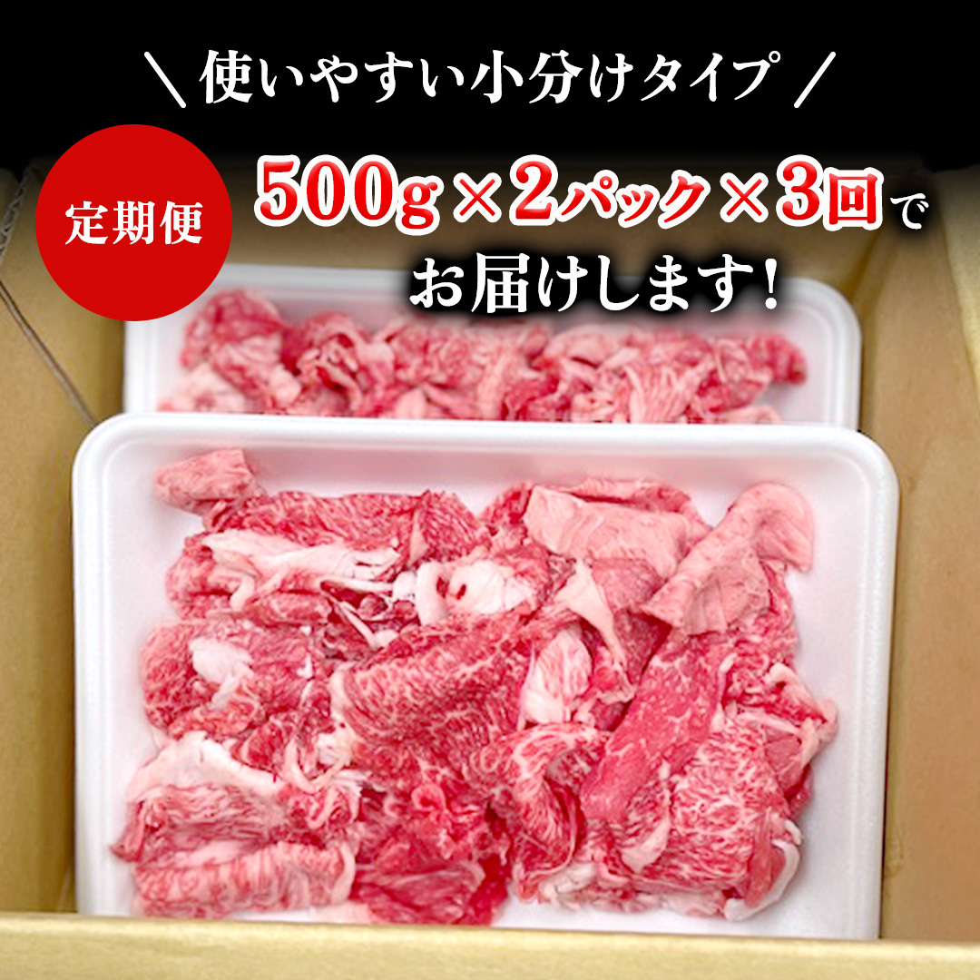 【定期便】 全3回 【 常陸牛 】 切り落とし 1kg (茨城県共通返礼品) 国産 切落し 焼肉 焼き肉 お肉 A4ランク A5ランク ブランド牛 小分け [BX87-NT]