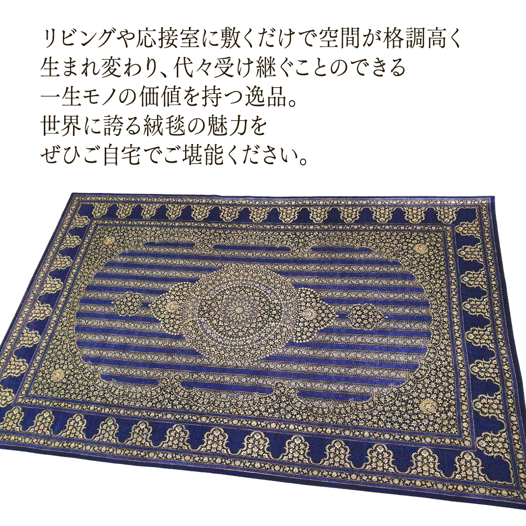 【 限定1品 】オリエンタル絨毯（シルク100％手織り）マルーフ・モサヴィ　298×195cm（FN-70374）