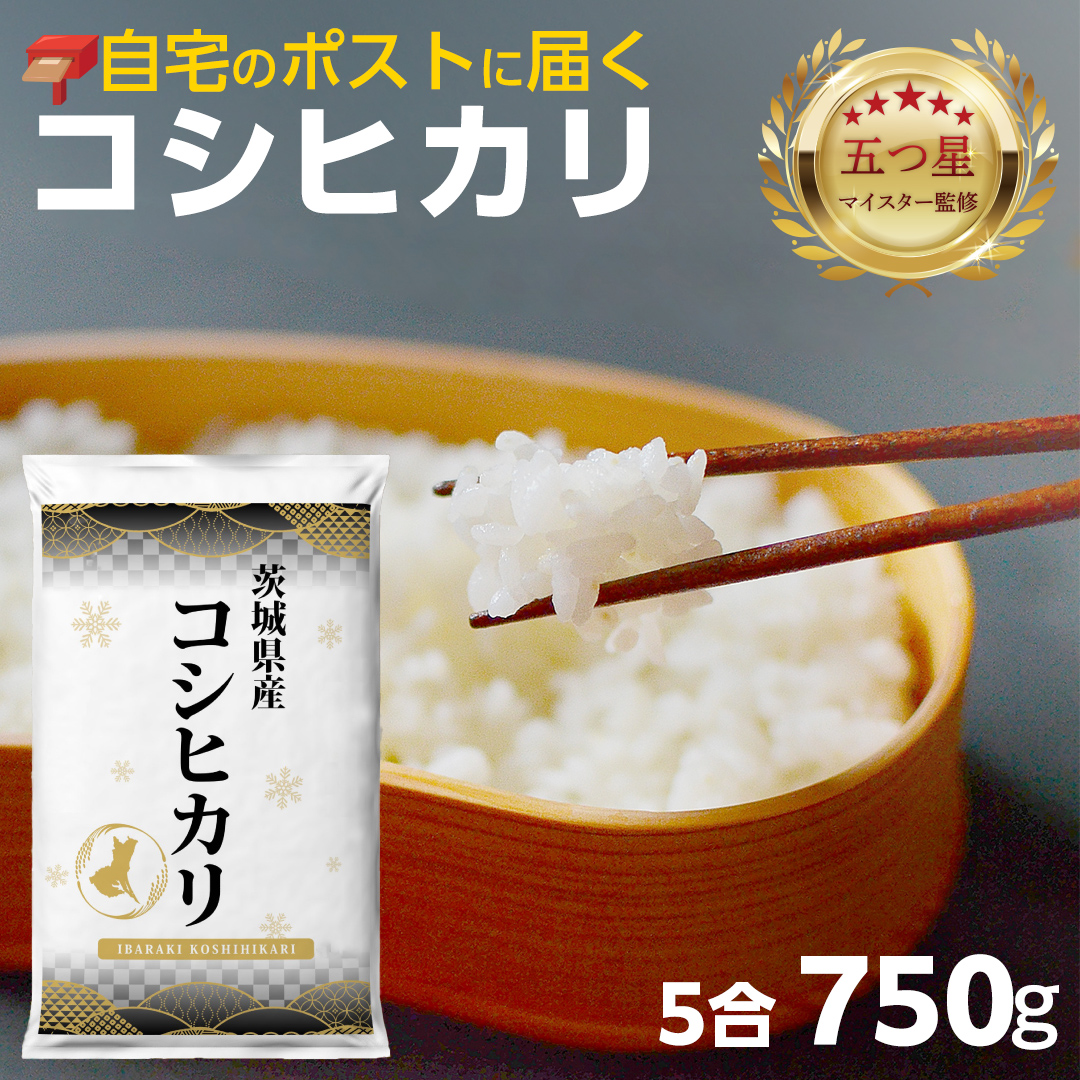 【 お試しサイズ 】 コシヒカリ 750g (750g×1袋)  令和7年産 茨城県産 お試し ♪ 5合 五つ星お米マイスター監修 ポスト投函 精米 茨城 お米 おこめ ごはん 白米 米 茨城産 こしひかり [DW31-NT]