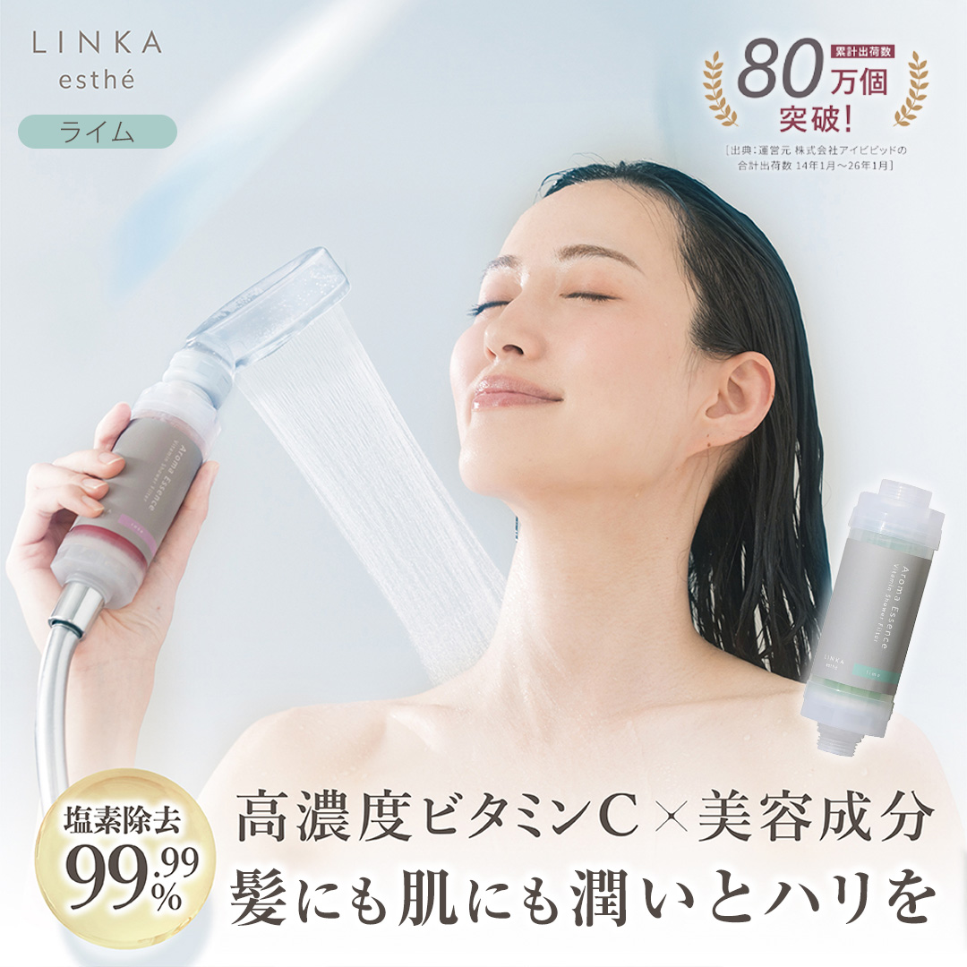 LINKA esthé アロマエッセンス ビタミンシャワーフィルター（ライム） リンカ LINKA 美容 美容機器 シャワー お風呂 美容液 シャワーヘッド バスタイム 浄水器 リラックス アロマ [EV25-NT]