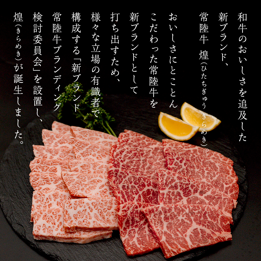 【定期便】＜全3回＞ 【 常陸牛 煌 】 焼肉 希少部位 堪能セット 約2人前 (茨城県共通返礼品)  牛肉 ブランド牛 きらめき 和牛 A5 黒毛和牛 国産黒毛和牛 国産牛 希少 贈答 ギフト [BX153-NT]