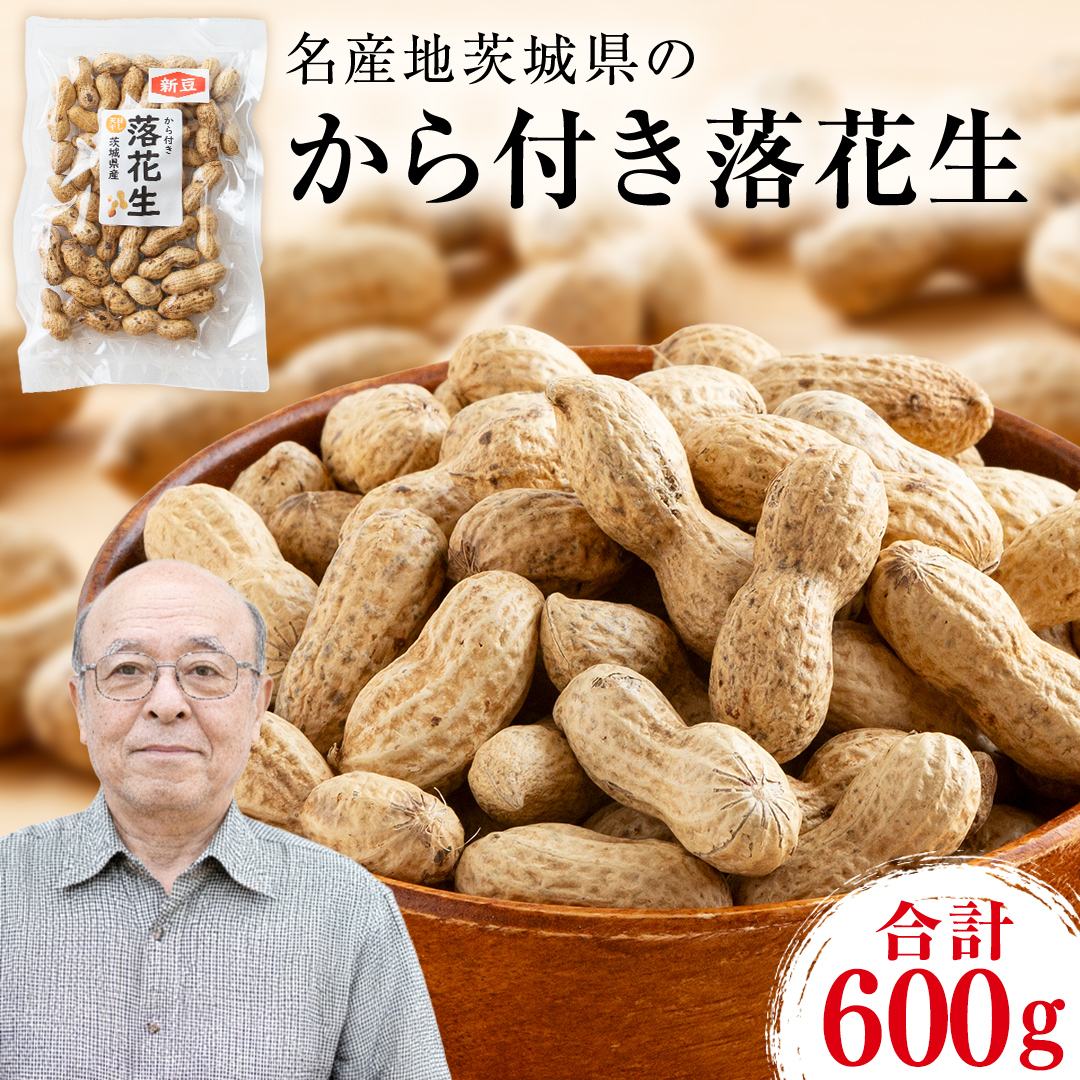 から付き落花生 600g （100g×6袋） 煎りざや落花生 おつまみ おやつ ピーナッツ 殻付き ナカテユタカ [EH22-NT]