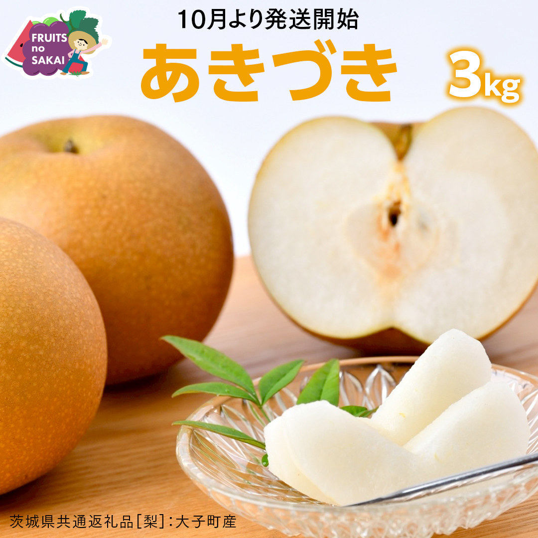あきづき 梨 3kg （6～8玉）【2026年10月より発送開始】（茨城県共通返礼品 [梨]：大子町産） なし 旬 お取り寄せ フルーツ 甘い ジューシー 和梨 時期 秋月 [FC13-NT]