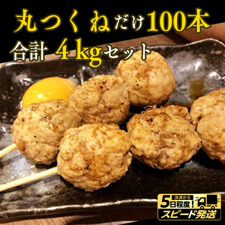 【 スピード 発送 】1本40g！合計約4000g！大人気の丸つくね串たっぷり100本セット（丸つくね串約40g×100本） [AI14-NT]