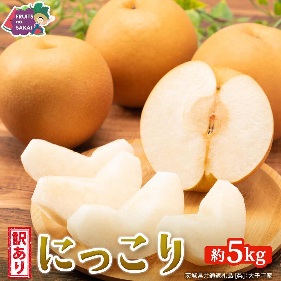 ＜ 訳あり ＞ にっこり 約5kg 【2026年10月より発送開始】（茨城県共通返礼品 [梨]：大子町産） ご家庭用 フルーツ なし ナシ 和梨  梨 わけあり 果実 旬のフルーツ お取り寄せ くだもの 果物 みずみずしい [FC71-NT]