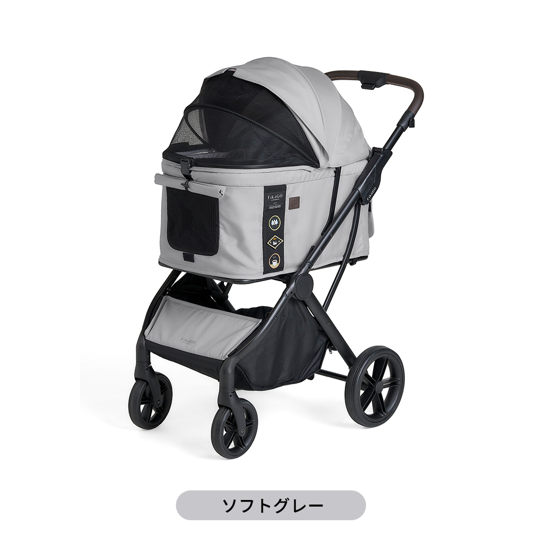 【コムペット】フィカゴー アジャイル 2 ソフトグレー（GL）156703 中型犬向け ドッグカート combi コンビ ペットカート FikaGO 1秒自動収納 コンパクト収納 自動収納ペットカート 犬用カート 犬用バギー ペットキャリー 4輪ペットカート折り畳み可能 折り畳み式 小型犬 中型犬 多頭 耐荷重30kg