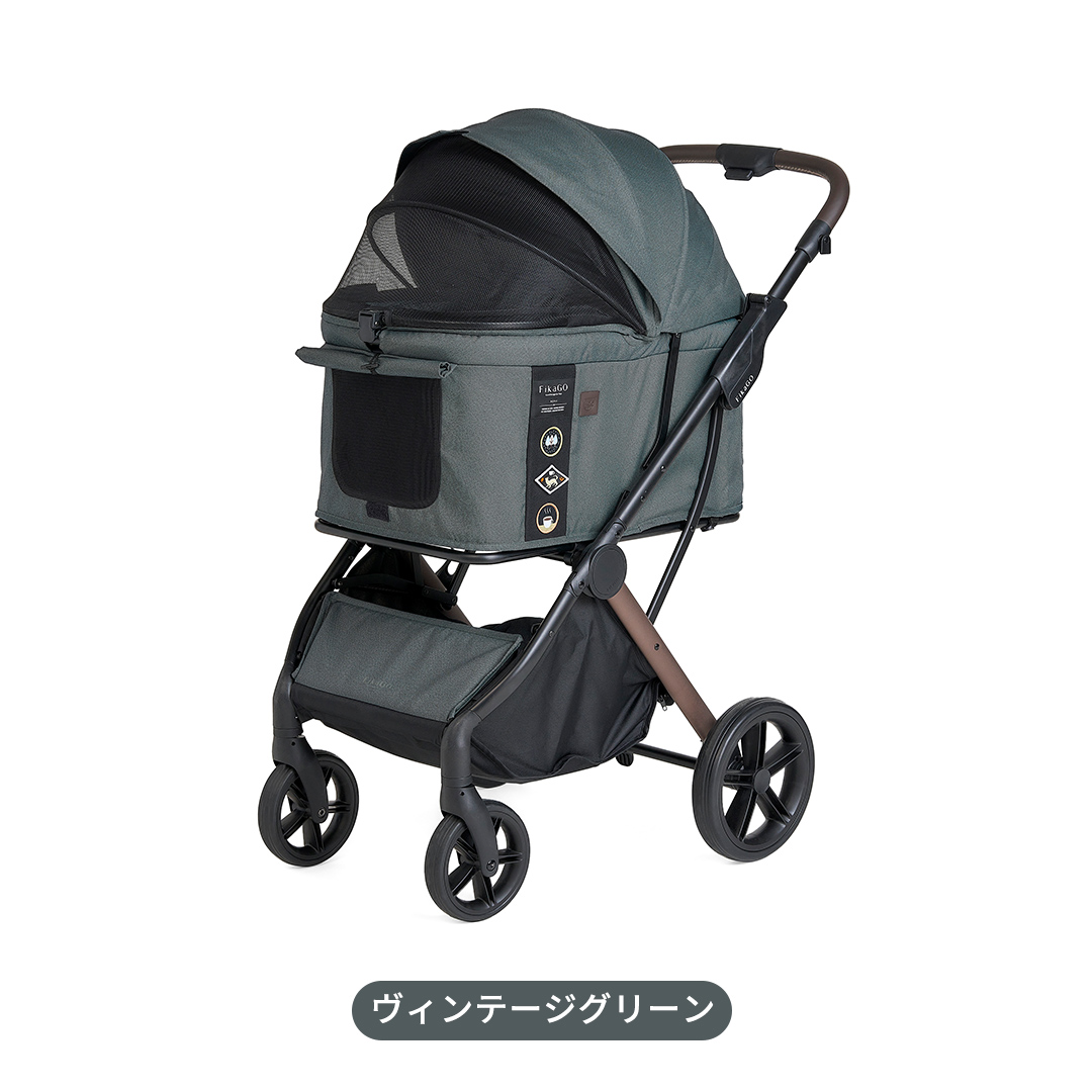 耐荷重30kgクラス！待望の中型犬向けペットカート
【コムペット】フィカゴー アジャイル 2 ヴィンテージグリーン（GR）156704 中型犬向け ドッグカート combi コンビ ペットカート FikaGO 1秒自動収納 コンパクト収納 自動収納ペットカート 犬用カート 犬用バギー ペットキャリー 4輪ペットカート折り畳み可能 折り畳み式 小型犬 中型犬 多頭 耐荷重30kg [AA116-NT]