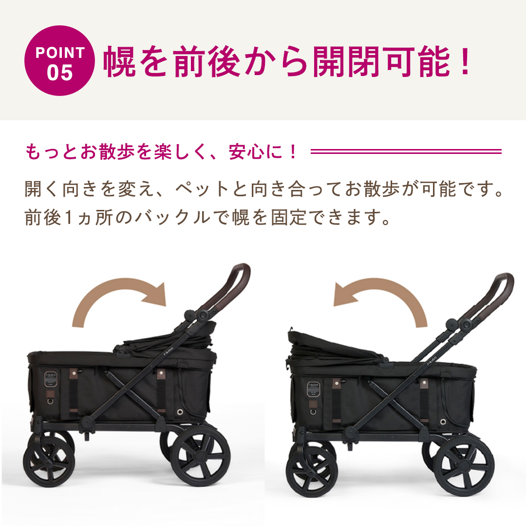 【コムペット】フィカゴー クロス グリーン（GR）156779 大型犬向け 多頭乗せ combi コンビ ペットカート FikaGO 大型犬用カート 自動収納ペットカート 犬用カート 犬用バギー ペットキャリー 4輪ペットカート折り畳み可能 折り畳み式 大型犬 多頭 耐荷重100kg [AA121-NT]