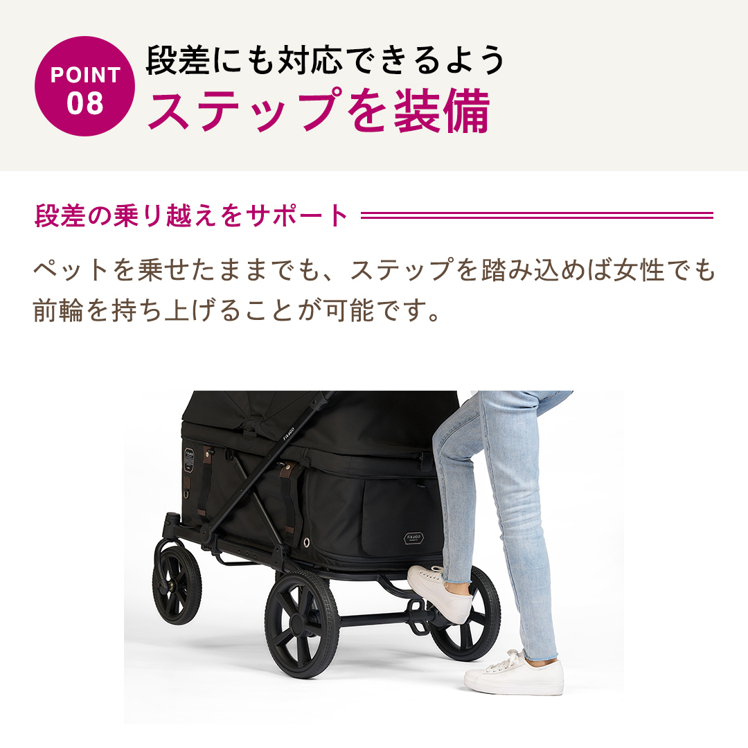 【コムペット】フィカゴー クロス グリーン（GR）156779 大型犬向け 多頭乗せ combi コンビ ペットカート FikaGO 大型犬用カート 自動収納ペットカート 犬用カート 犬用バギー ペットキャリー 4輪ペットカート折り畳み可能 折り畳み式 大型犬 多頭 耐荷重100kg [AA121-NT]