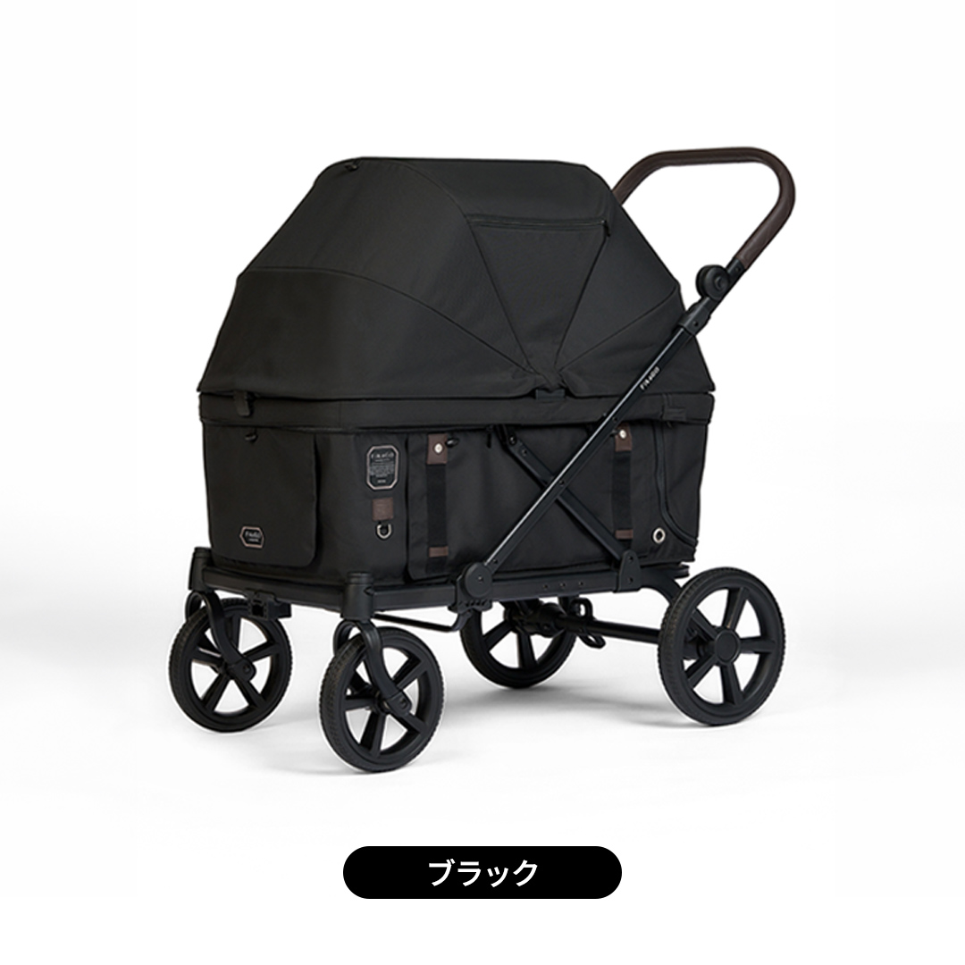 【コムペット】フィカゴー クロス ブラック（BK）156780 大型犬向け 多頭乗せ combi コンビ ペットカート FikaGO 大型犬用カート 自動収納ペットカート 犬用カート 犬用バギー ペットキャリー 4輪ペットカート折り畳み可能 折り畳み式 大型犬 多頭 耐荷重100kg [AA122-NT]