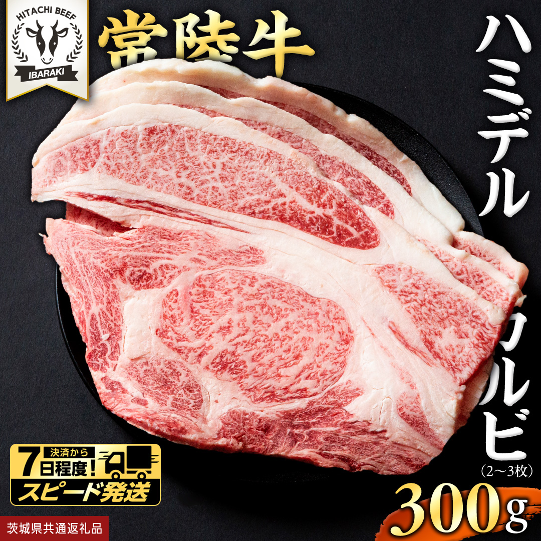 【 スピード発送 】【 常陸牛 】A5 等級 ハミデルカルビ 300g (2～3枚) ひたちぎゅう ブランド牛 カルビ 国産牛 黒毛和牛 和牛 国産黒毛和牛 お肉 A5ランク 高級 BBQ パーティ (茨城県共通返礼品)