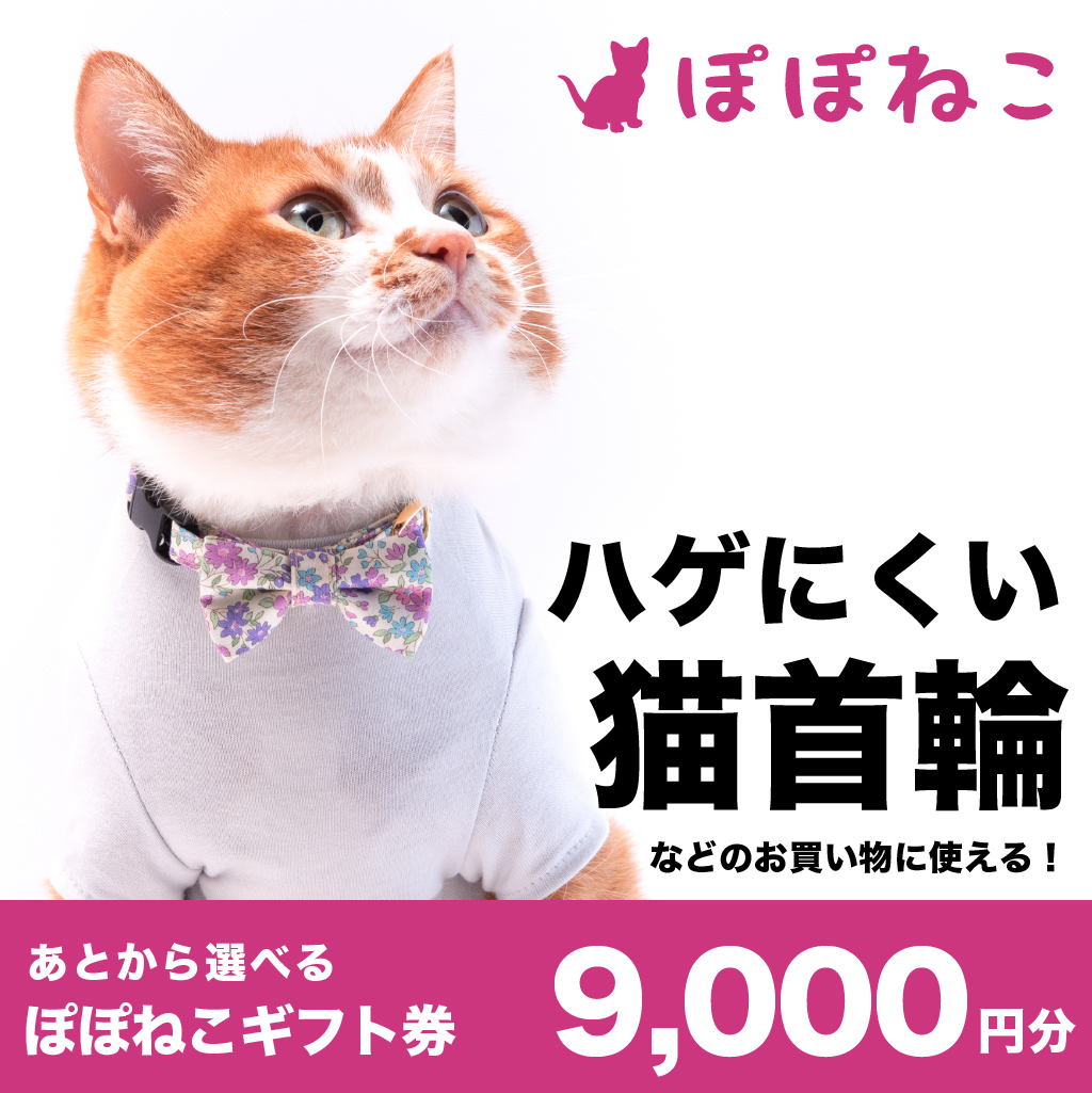 ぽぽねこギフト券9,000円分（Eメールタイプ） 商品券 猫首輪 ハーネス エリザベスカラー 猫服 リード 保護服 迷子札 [BQ02-NT]