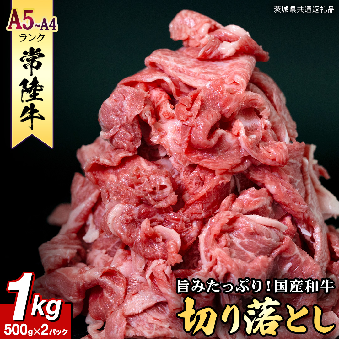 【 常陸牛 】 切り落とし1kg (茨城県共通返礼品) 国産 焼き肉 牛肉 やきにく ブランド牛肉 ブランド牛 国産牛 お肉 A4ランク A5ランク すき焼き 牛丼 小分け [BX11-NT]