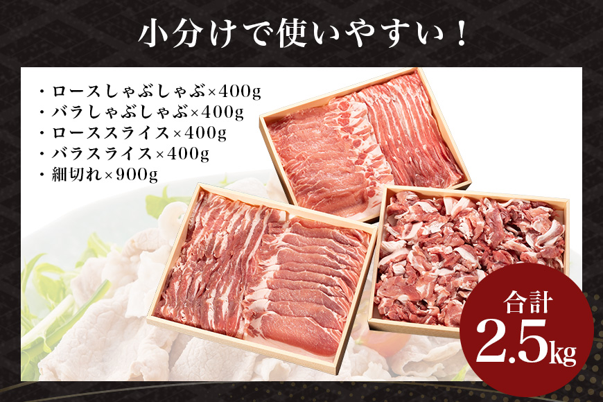 サンゴク豚（バランスセット） 合計2.5kg しゃぶしゃぶ 焼き肉 豚肉 豚バラ肉 ロース 小分け 真空パック しゃぶしゃぶ肉 焼肉用 ブタ肉 国産 茨城県産 ギフト プレゼント 高級部位 2-B