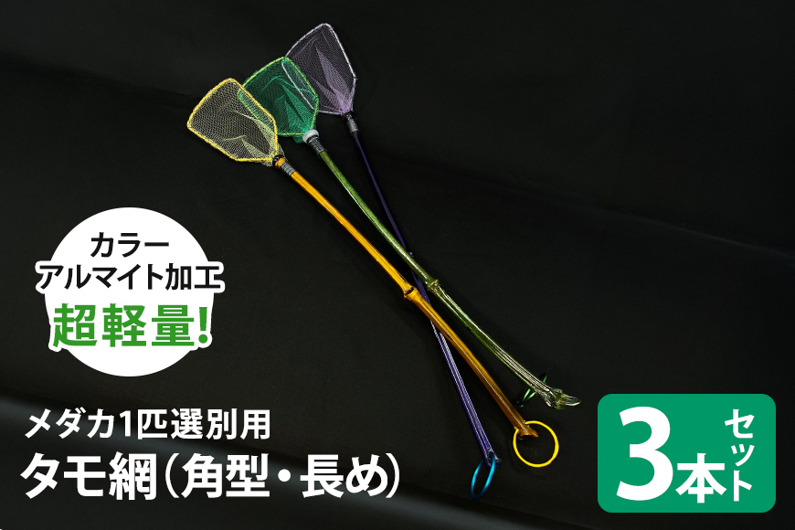 メダカ1匹選別用 タモ網（角型・長め） 3本セット 83-I