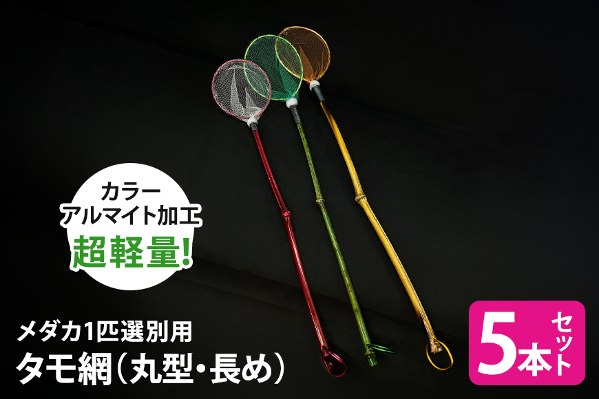 メダカ1匹選別用 タモ網（丸型・長め） 5本セット 83-F