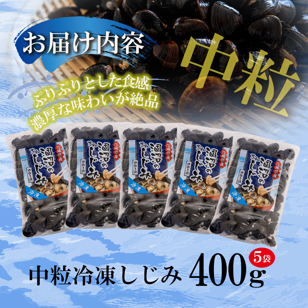 訳あり 涸沼産 中粒 冷凍 シジミ 2kg(400g×5袋) しじみ 蜆 大和しじみ ヤマトシジミ 大玉 砂抜き済 冷凍 味噌汁 スープ 魚貝類 貝 オルニチン コハク酸 小分け わけあり 訳アリ
