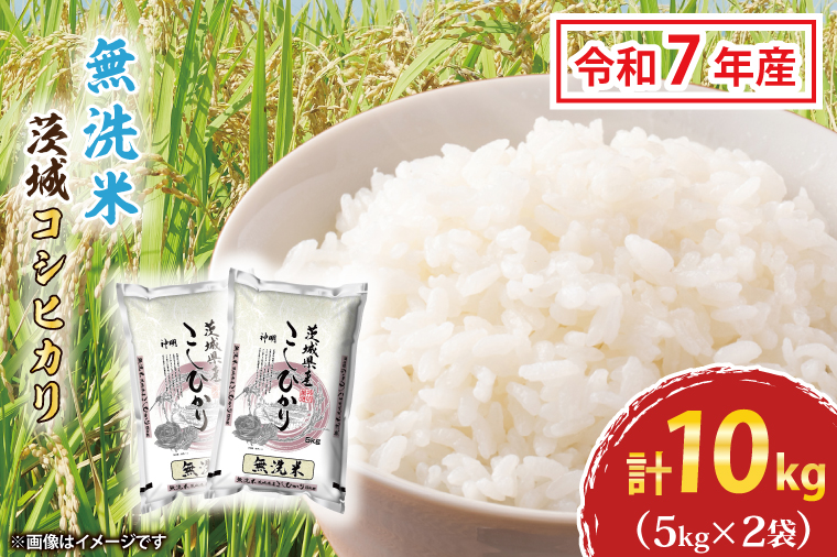 令和7年産 無洗米 茨城 コシヒカリ 10kg (5kg×２袋) 米 お米 おこめ 白米 ライス ご飯 精米 こしひかり 国産 茨城県産