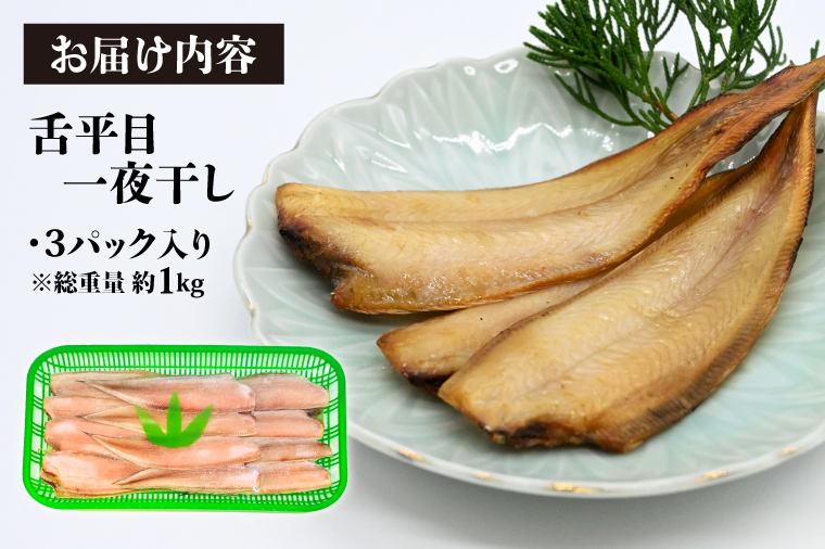 舌平目 一夜干し 3パック ( 総重量 約1kg ) 干物 平目 ヒラメ 冷凍 産地直送 魚 おかず 大洗町