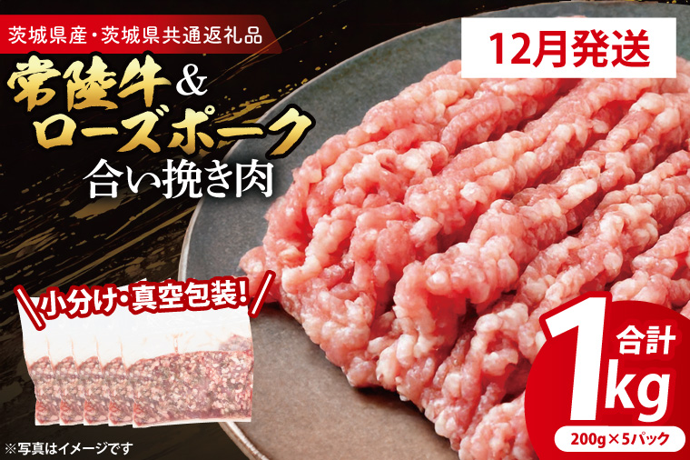 【発送時期が選べる・小分け・真空パック】 国産牛豚 合挽き肉 200g×5p (1kg) ( 茨城県共通返礼品・茨城県産 ) ブランド牛 ブランド豚 常陸牛 ローズポーク 茨城 国産 牛 牛肉 豚 豚肉 合挽肉 合い挽き肉 合いびき肉 挽き肉 挽肉 ひき肉 合挽ミンチ 合挽きミンチ ミンチ ハンバーグ 冷凍 発送時期が選べる 小分け 真空パック
